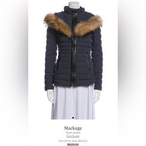 Mackage winter jacket real fur